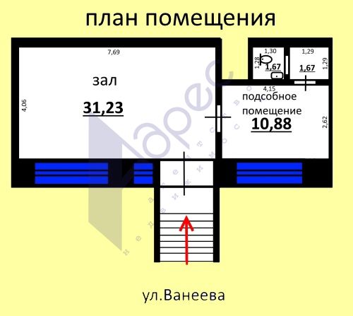 Аренда коммерческой недвижимости, 45м <sup>2</sup>, Нижний Новгород, Ванеева ул, 6 Аренда коммерческой недвижимости, 45м <sup>2</sup>, Нижний Новгород, Ванеева ул, 6