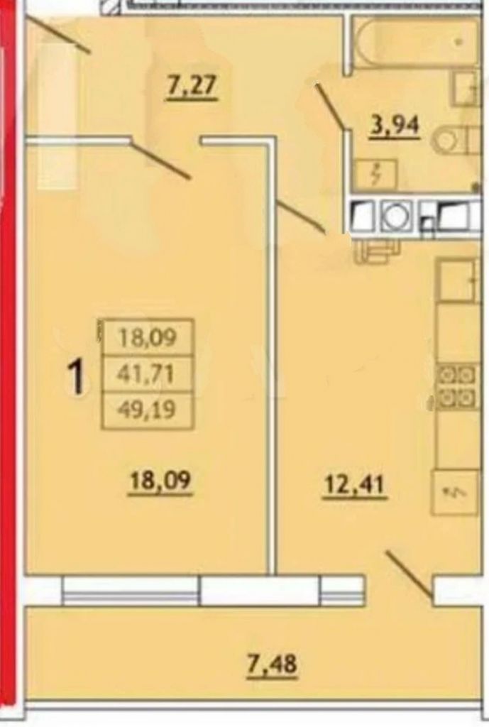 Продажа 1-комнатной квартиры, Смоленск, Киевский пер,  17