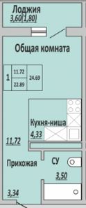 Продажа 2-комнатной новостройки, Оренбург, Саморядова ул,  6