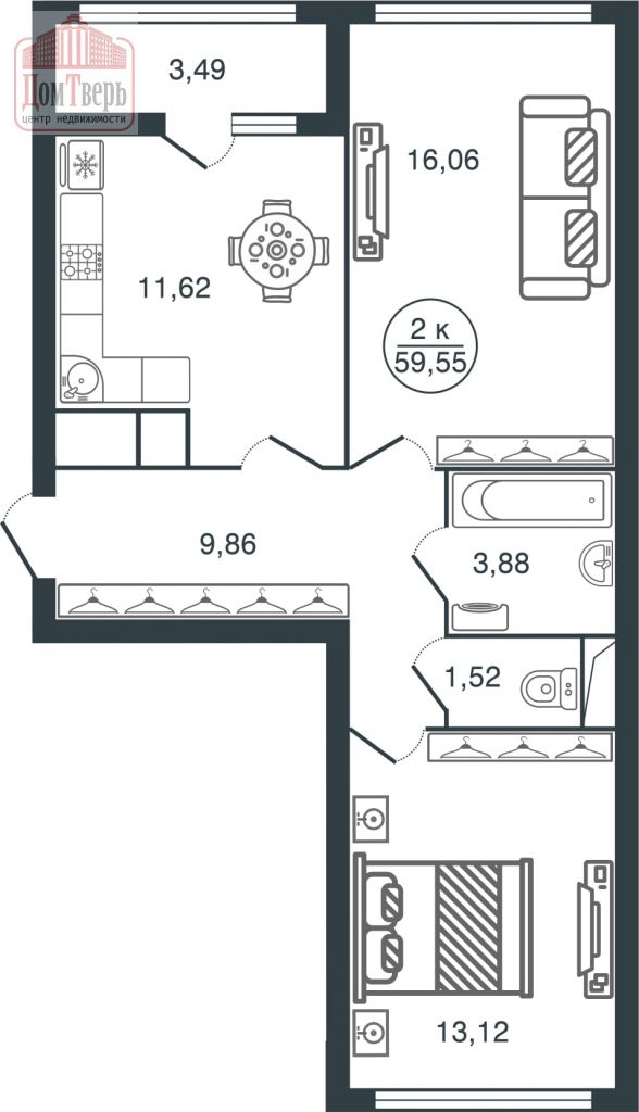 Продажа 2-комнатной новостройки, Тверь, Псковская ул,  3
