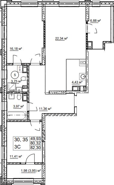 Продажа 3-комнатной новостройки, Оренбург, Черепановых ул,  23/1