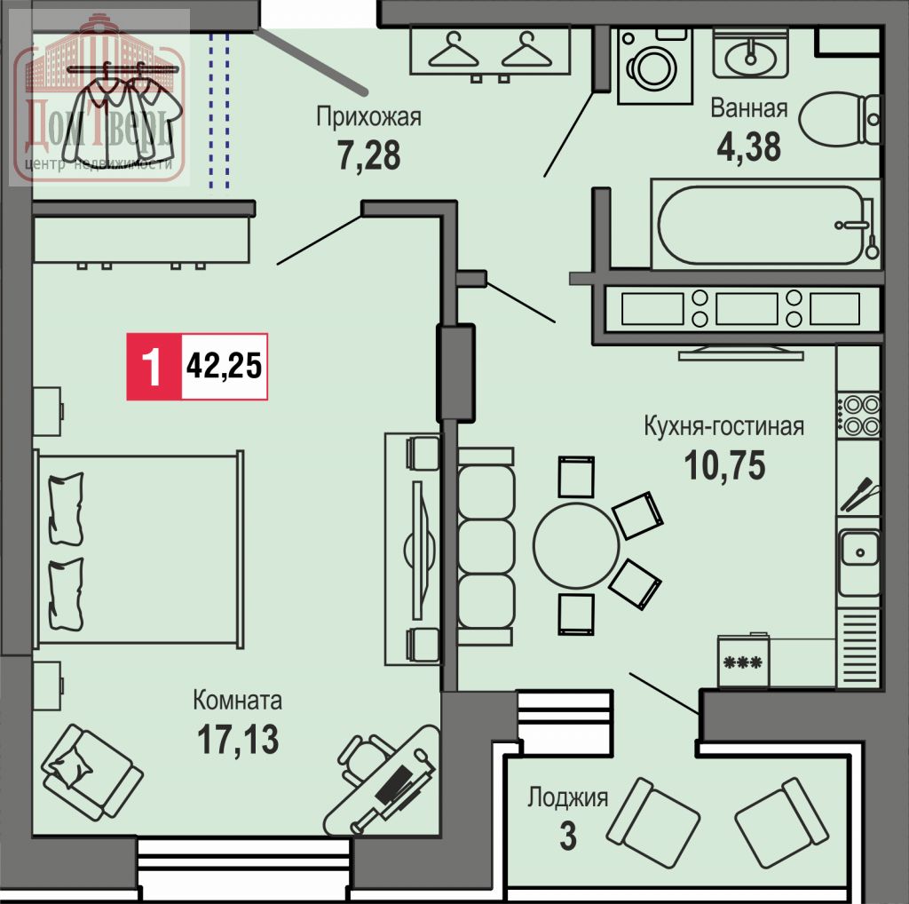 Продажа 1-комнатной новостройки, Тверь, Складская ул