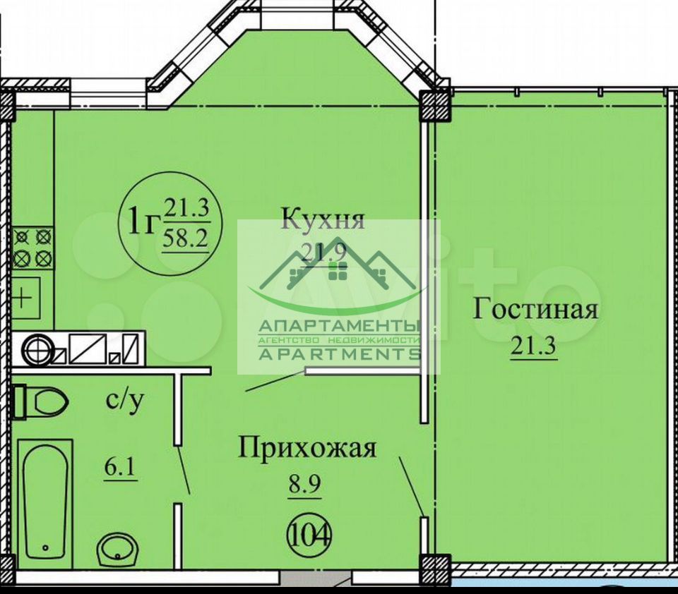 Продажа 1-комнатной квартиры, Пятигорск, Адмиральского ул,  1а