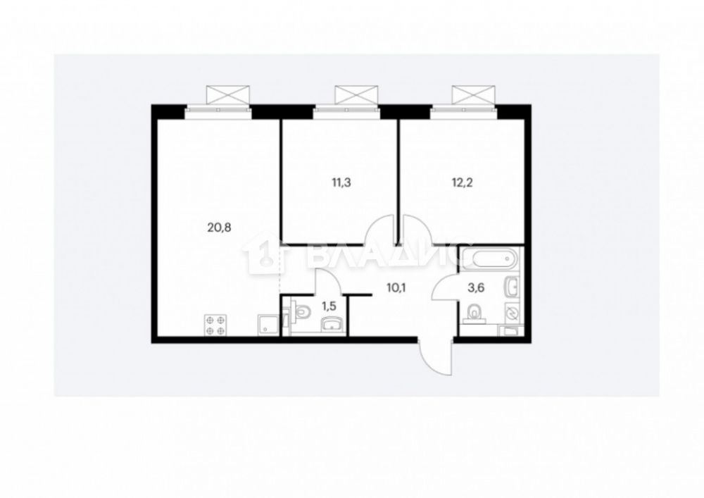 Продажа 2-комнатной новостройки, Москва, квартал № 100, 3С1 Продажа 2-комнатной новостройки, Москва, квартал № 100, 3С1