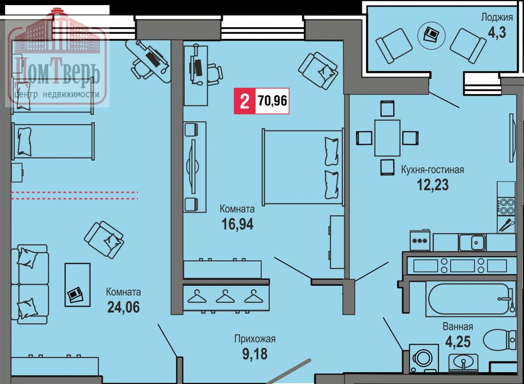 Продажа 2-комнатной новостройки, Тверь, Складская ул,  164