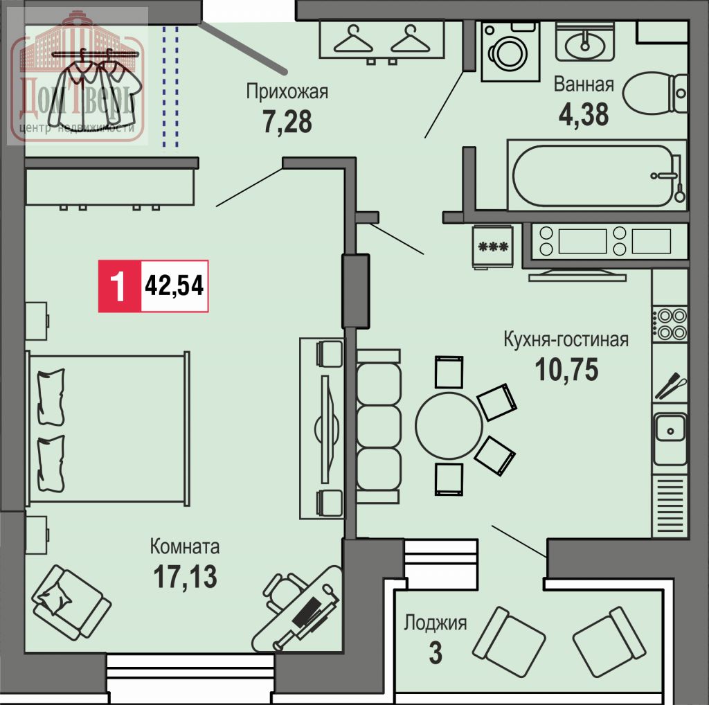 Продажа 1-комнатной новостройки, Тверь, Складская ул,  164