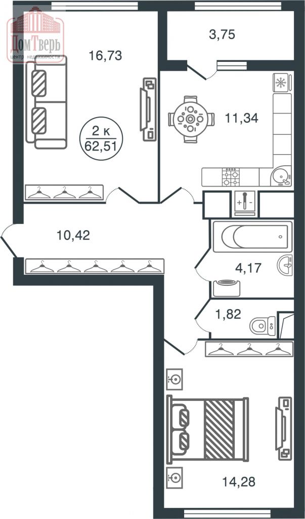 Продажа 2-комнатной новостройки, Тверь, Псковская ул,  3