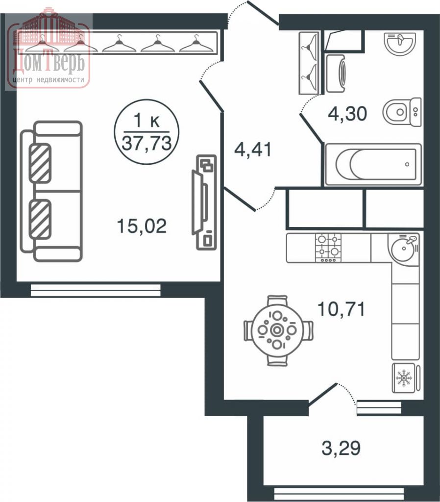 Продажа 1-комнатной новостройки, Тверь, Псковская ул,  3