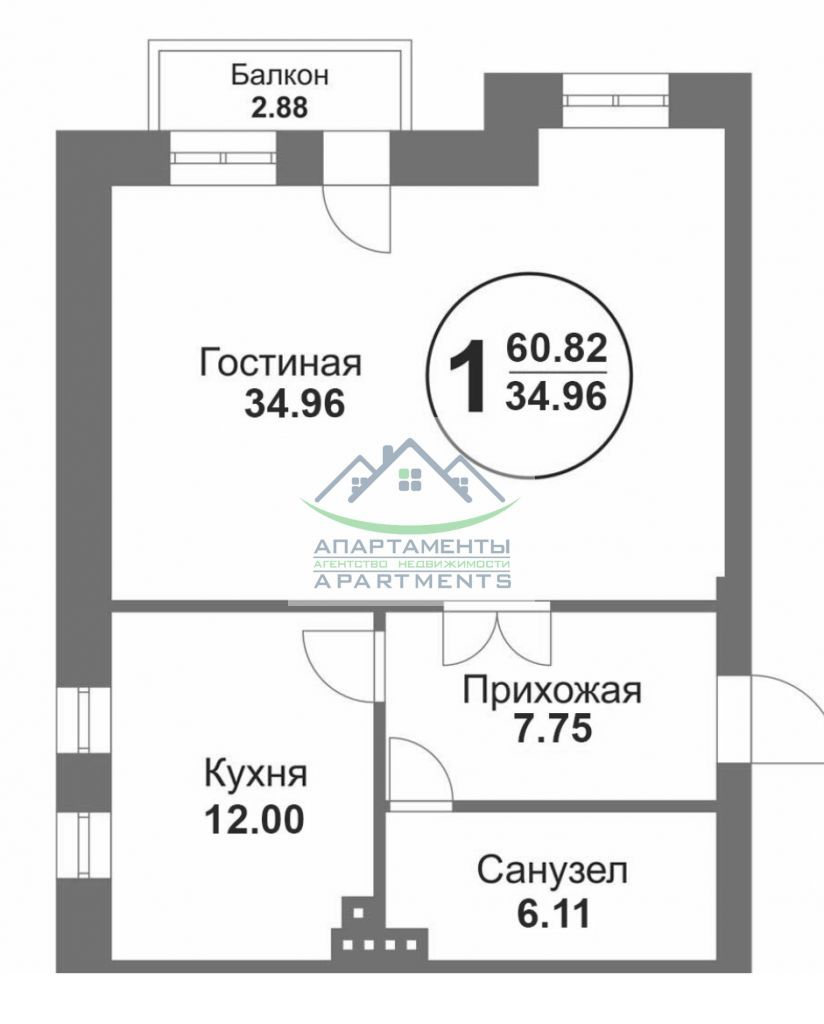 Продажа 1-комнатной квартиры, Иноземцево, Спортивная ,  1