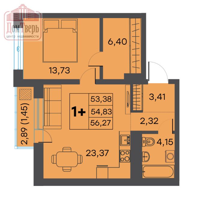 Продажа 1-комнатной новостройки, Тверь, Цветочная ул