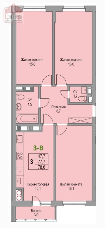 Продажа 3-комнатной новостройки, Тверь, Сергея Лоскутова ул