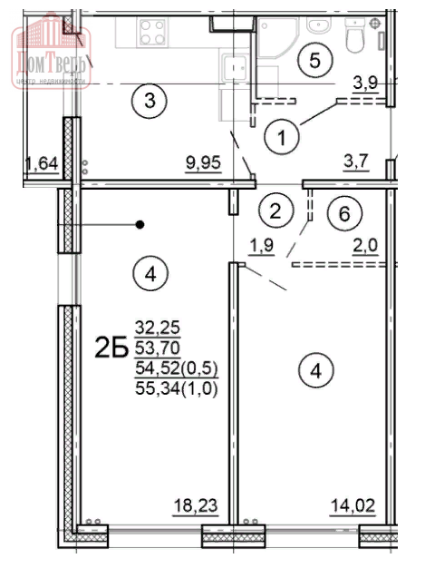 Продажа 2-комнатной новостройки, Тверь, Новочеркасская ул,  51