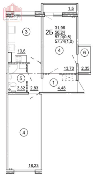 Продажа 2-комнатной новостройки, Тверь, Новочеркасская ул,  51