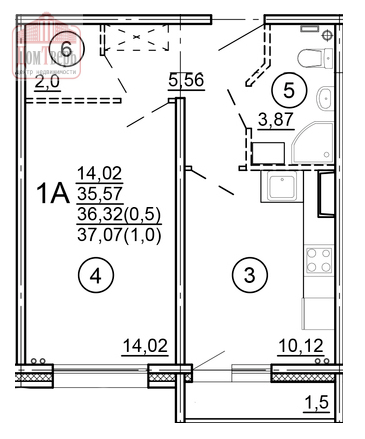 Продажа 1-комнатной новостройки, Тверь, Новочеркасская ул,  51