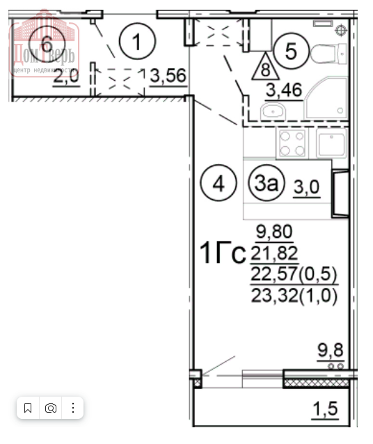 Продажа 1-комнатной новостройки, Тверь, Новочеркасская ул,  51
