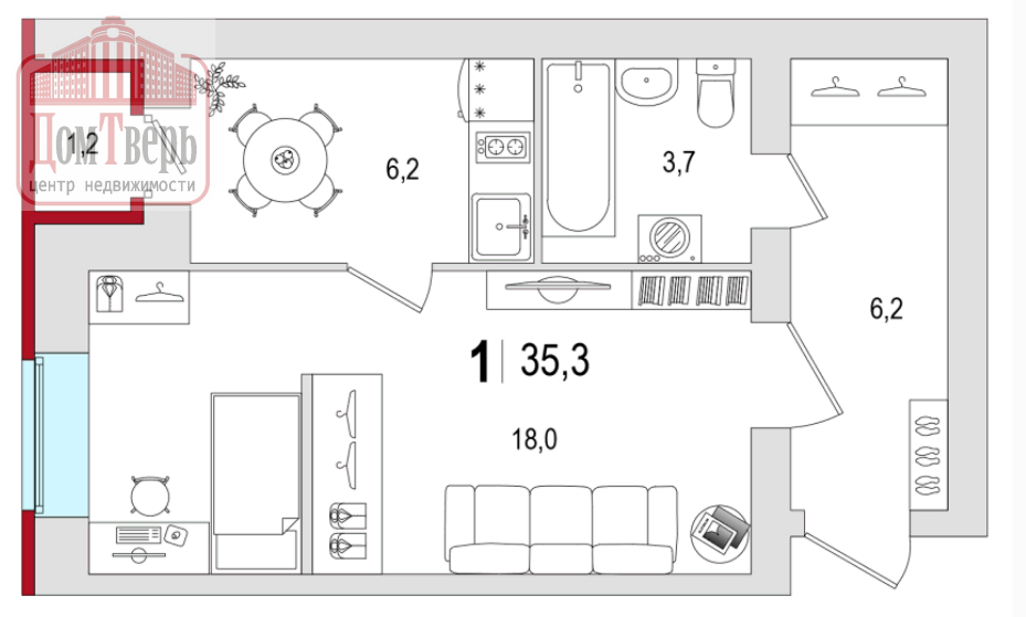 Продажа 1-комнатной новостройки, Тверь, Фрунзе ул