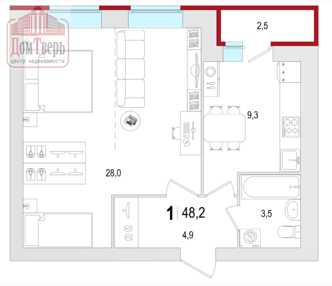 Продажа 1-комнатной новостройки, Тверь, Фрунзе ул