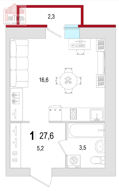 Продажа 1-комнатной новостройки, Тверь, Фрунзе ул