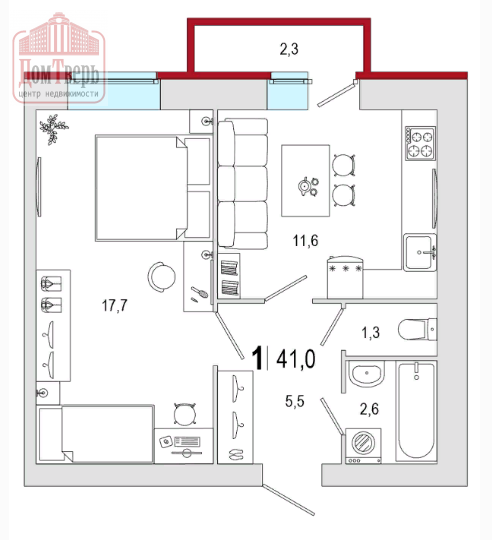 Продажа 1-комнатной новостройки, Тверь, Фрунзе ул