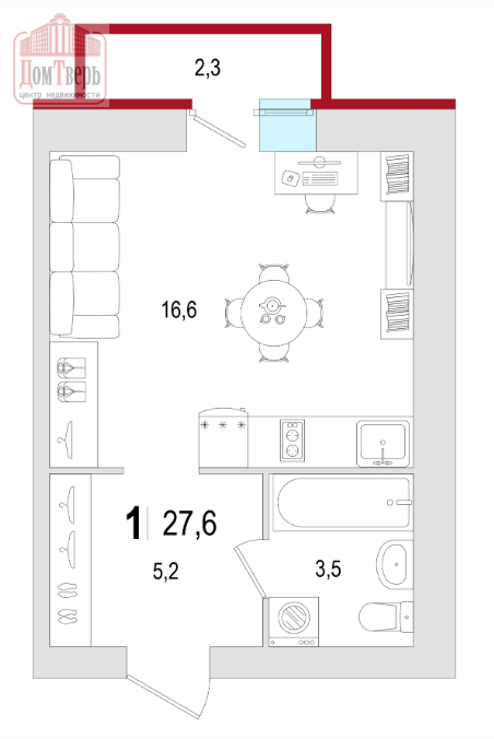 Продажа 1-комнатной новостройки, Тверь, Фрунзе ул