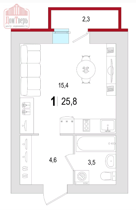 Продажа 1-комнатной новостройки, Тверь, Фрунзе ул