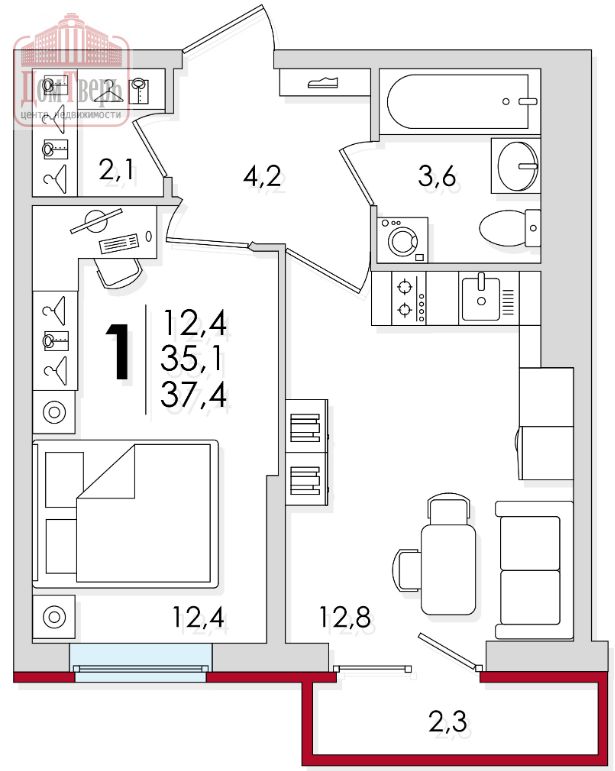 Продажа 1-комнатной новостройки, Тверь, Лемешева ул