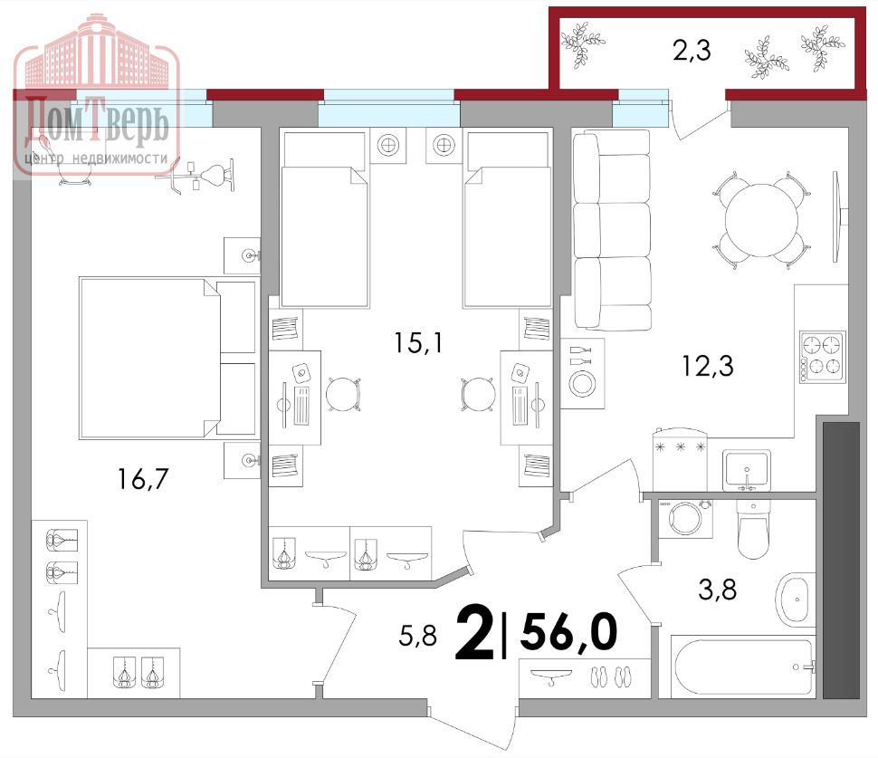 Продажа 2-комнатной новостройки, Тверь, Лемешева ул