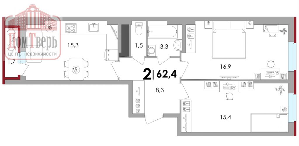 Продажа 2-комнатной новостройки, Тверь, Лемешева ул