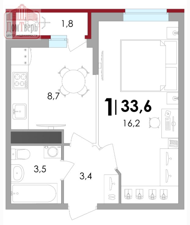 Продажа 1-комнатной новостройки, Тверь, Лемешева ул