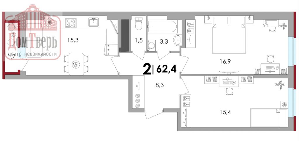 Продажа 2-комнатной новостройки, Тверь, Лемешева ул
