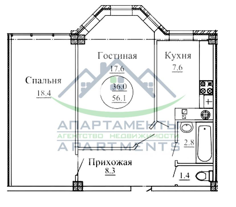 Продажа 2-комнатной квартиры, Пятигорск, Адмиральского ул,  1А