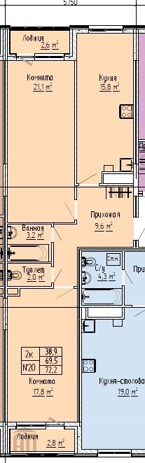 Продажа 2-комнатной новостройки, Тверь, 15 лет Октября ул,  52