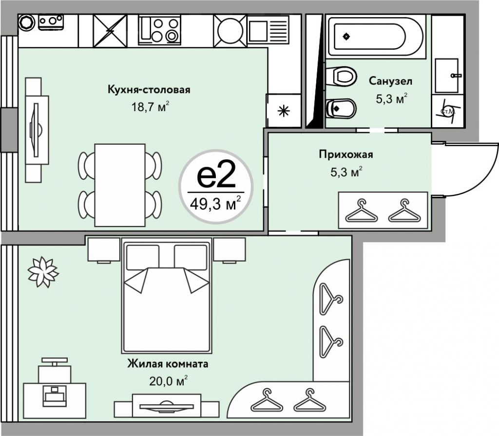 Продажа 2-комнатной квартиры, Иноземцево, Изумрудная,  БС-1