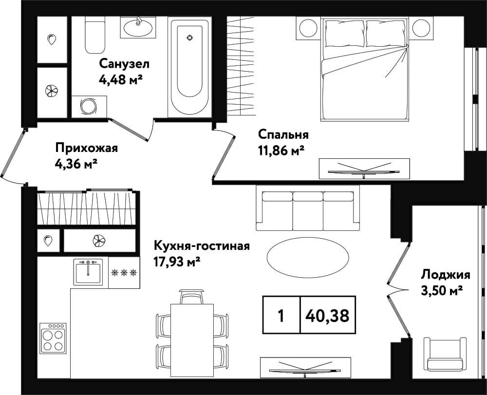 Продажа 1-комнатной квартиры, Тула, Седова ул,  26к1