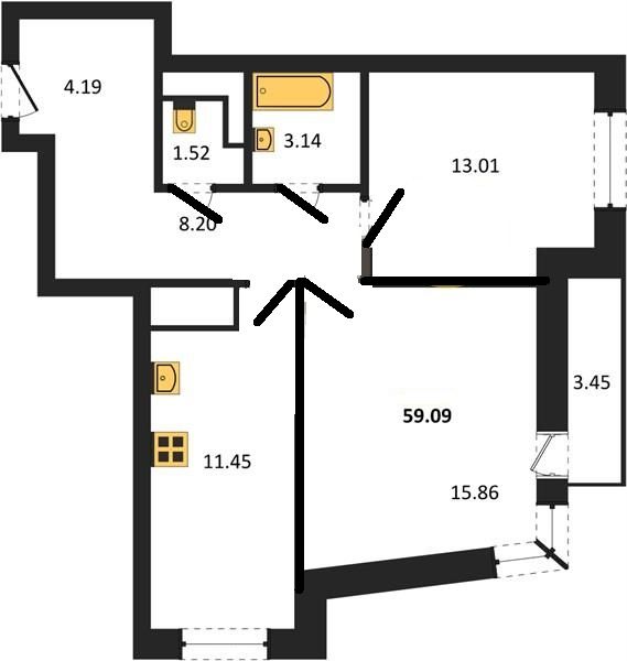 Продажа 2-комнатной новостройки, Владимир, Родионовка ул,  18