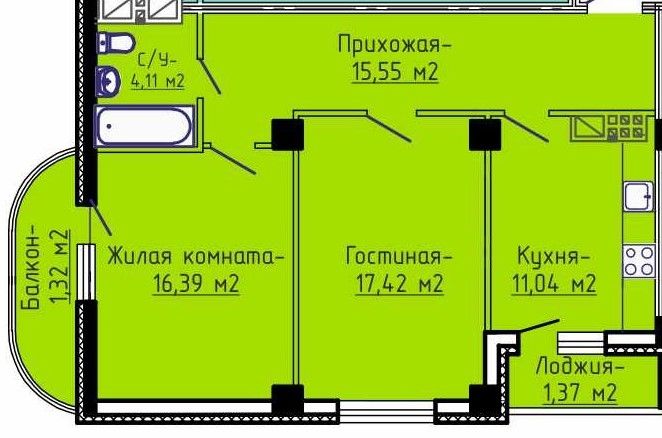 Продажа 2-комнатной новостройки, Иваново, Полка Нормандия-Неман ул,  106к2