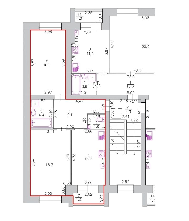 Продажа 2-комнатной квартиры, Кострома, Окружной 7-й проезд,  6