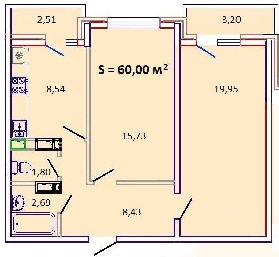 Продажа 2-комнатной квартиры, Краснодар, Евгении Жигуленко ул,  25