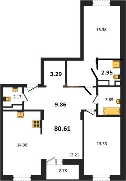 Продажа 3-комнатной новостройки, Владимир, Фоминская ул,  6к.1