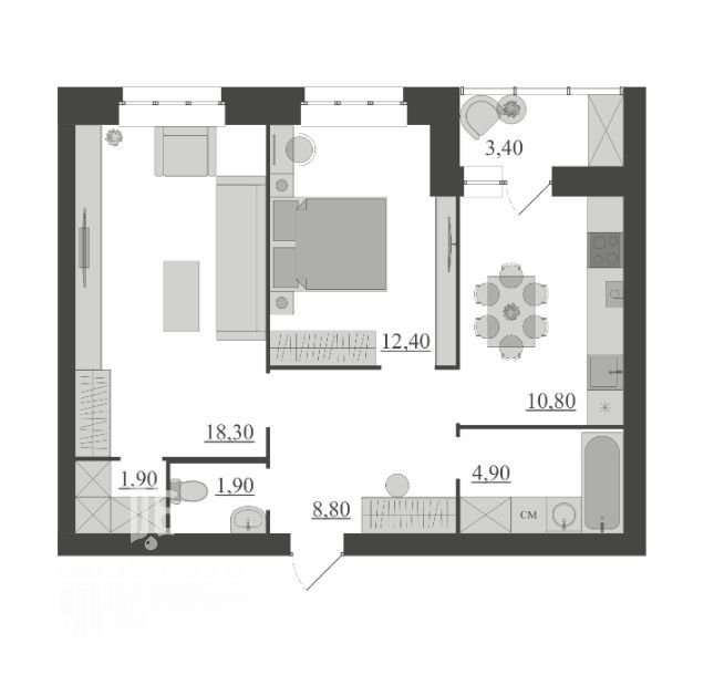 Продажа 2-комнатной квартиры, Красный Бор, Экогород Квартал
