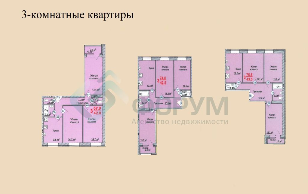 Продажа 3-комнатной новостройки, Бор, Молодежная ул,  4А