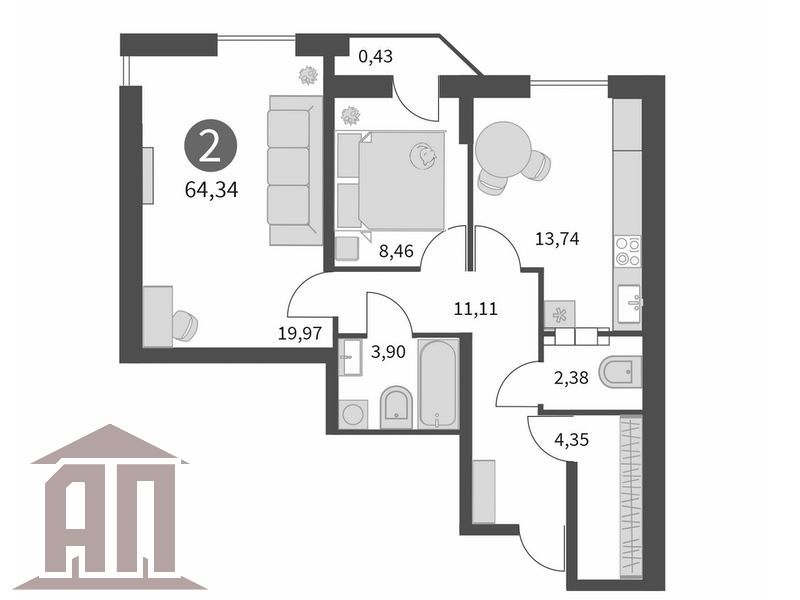 Продажа 2-комнатной новостройки, Тверь, Коминтерна ул,  91