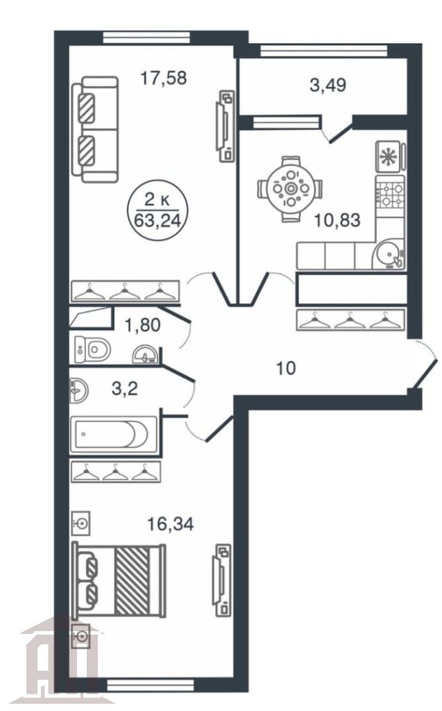 Продажа 2-комнатной новостройки, Тверь, Левитана ул,  70А