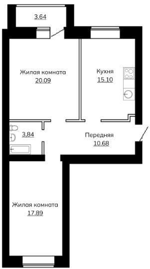 Продажа 2-комнатной новостройки, Тверь, Гусева б-р,  68