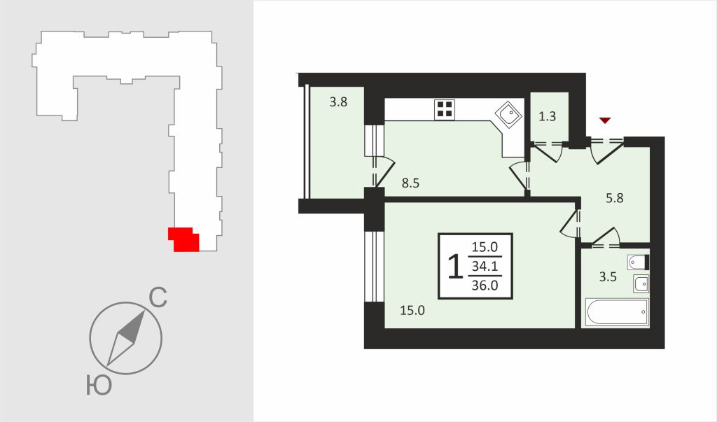 Продажа 1-комнатной новостройки, Владимир, Новгородская ул,  35