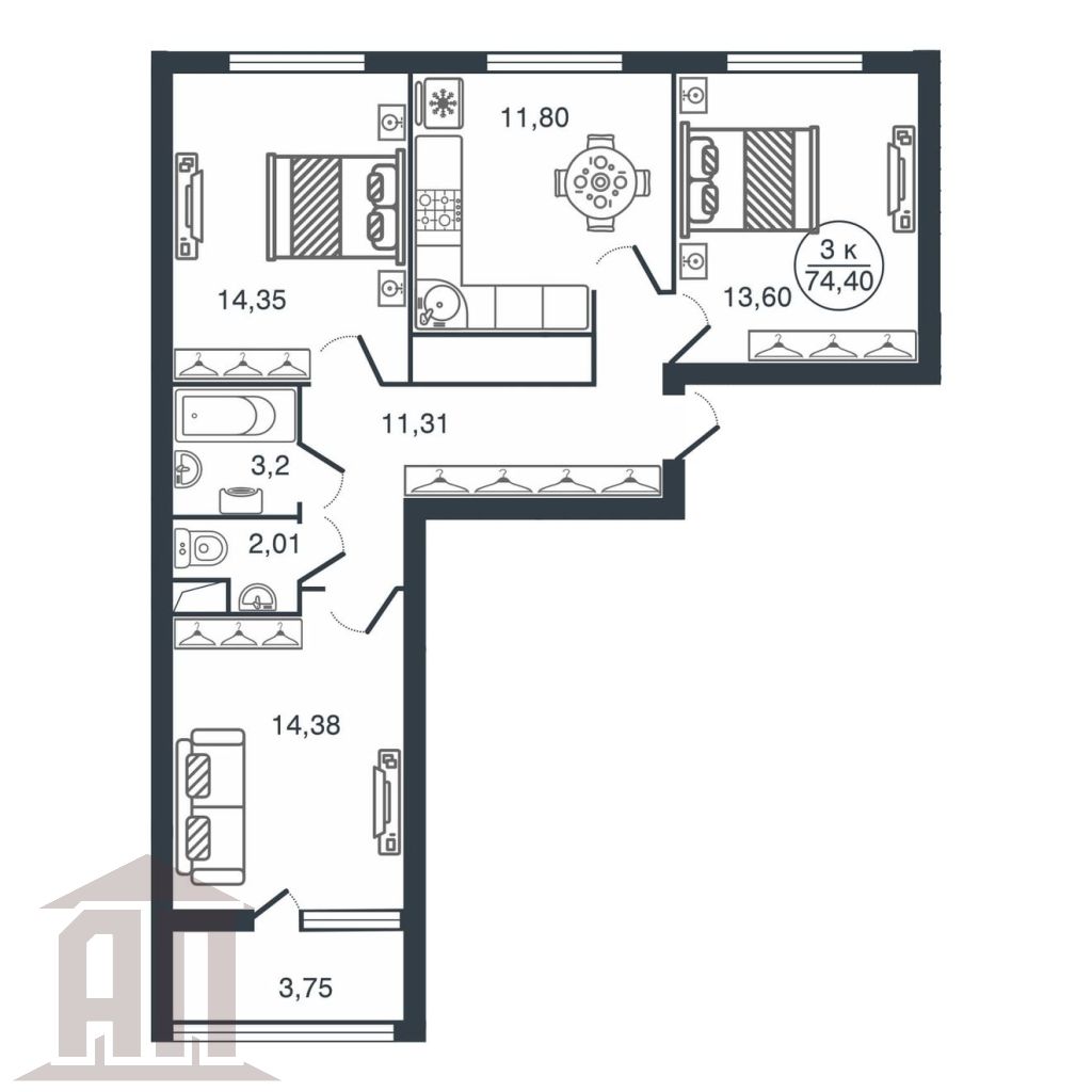 Продажа 3-комнатной новостройки, Тверь, Левитана ул,  70А