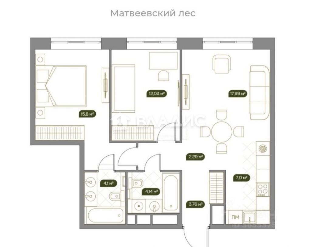 Продажа 3-комнатной квартиры, Москва, жилой комплекс вест гарден,  к7