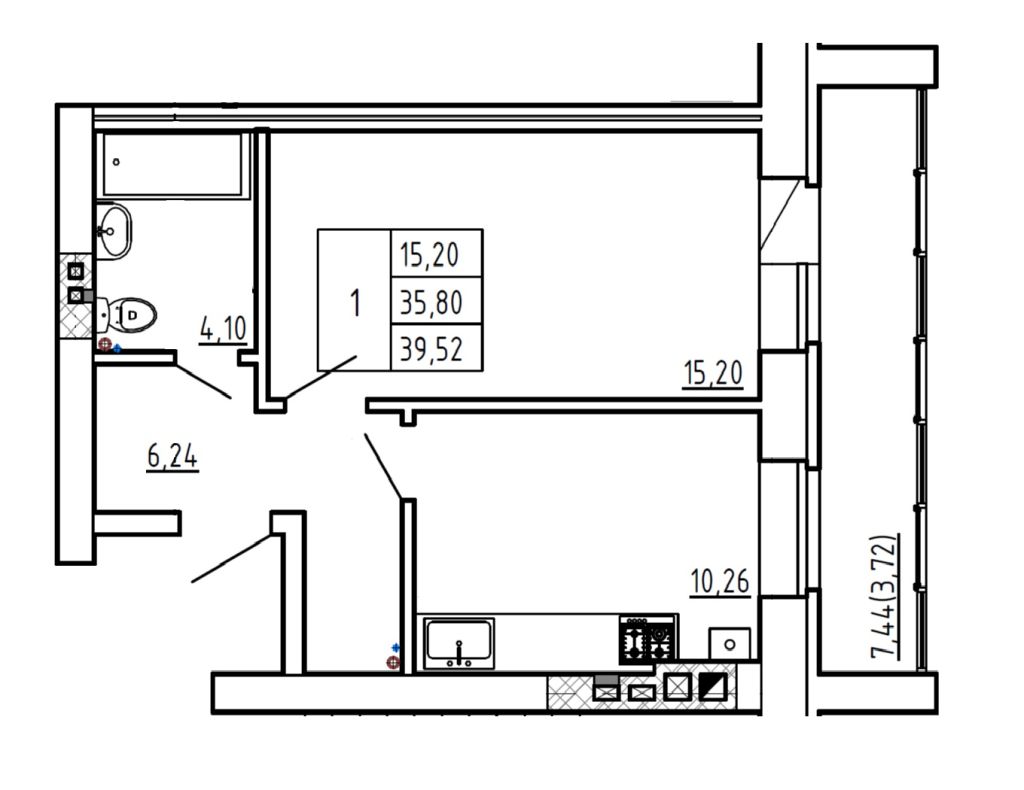 Продажа 1-комнатной новостройки, Кострома, Осыпная ул,  40а