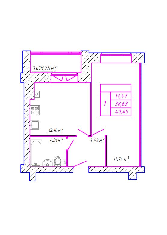 Продажа 1-комнатной новостройки, Кострома, Магистральная ул,  47