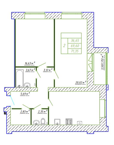 Продажа 2-комнатной новостройки, Кострома, Магистральная ул,  47